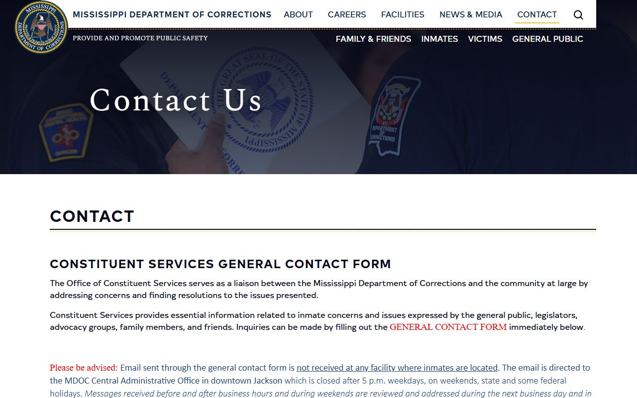 MDOC contact and records department for Prentiss County charge history