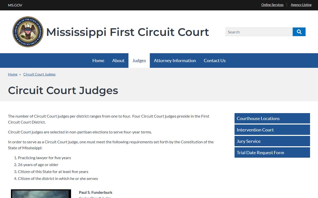 Prentiss County criminal court records First Circuit Court judges