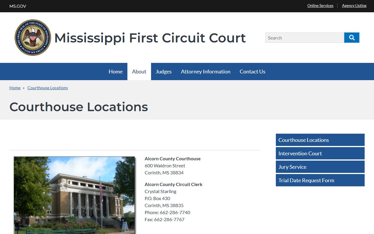 Prentiss County criminal court records First Circuit courthouse locations