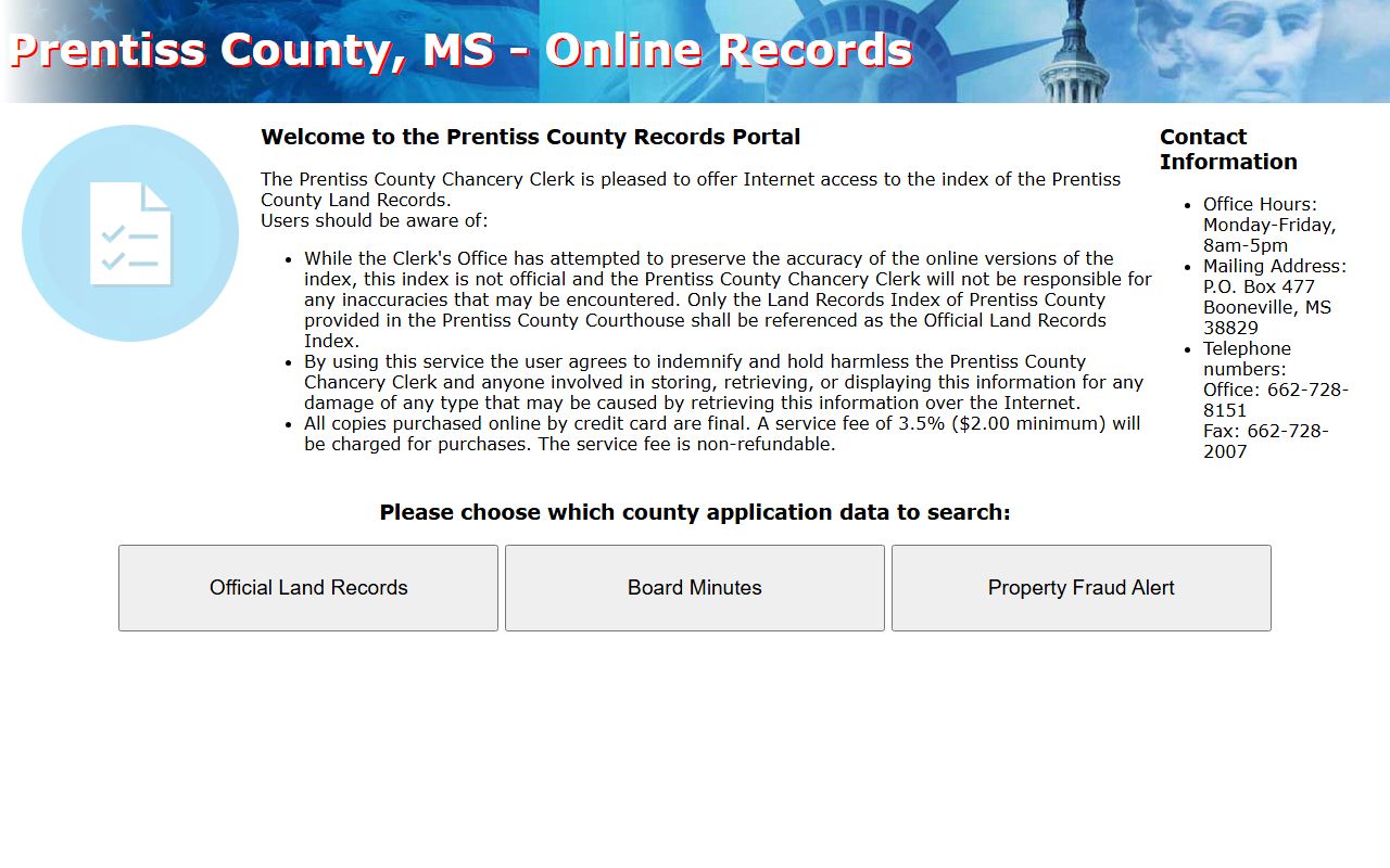 Prentiss County court records Chancery Records Online portal