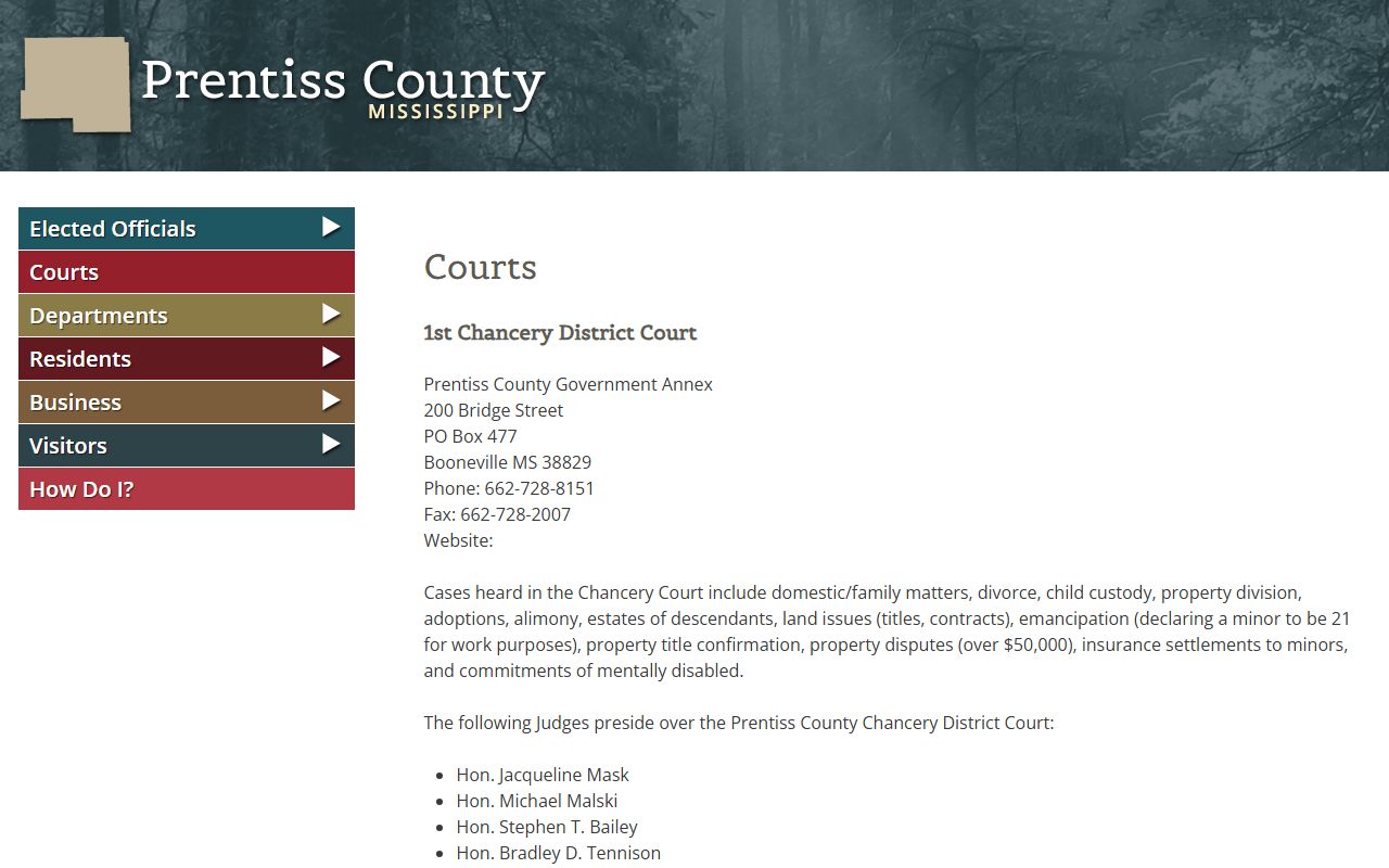 Prentiss County court records county courts page