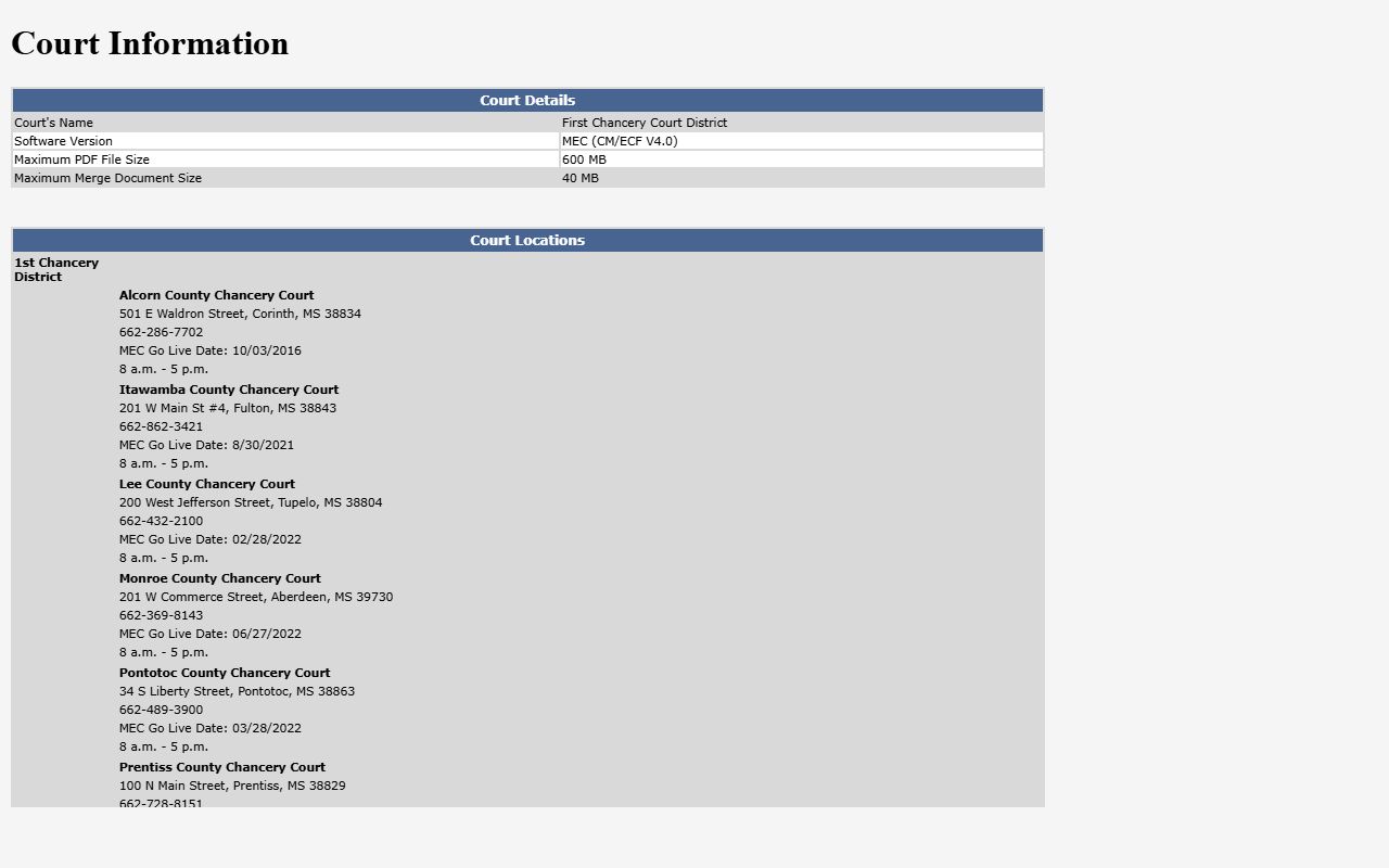 Prentiss County court records First Chancery MEC information