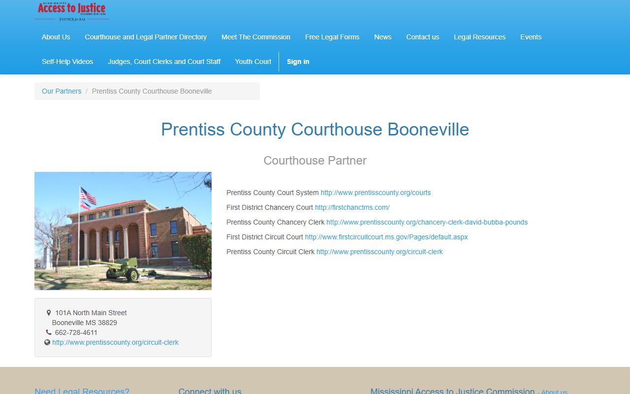 Prentiss County inmate records and courthouse partner listing