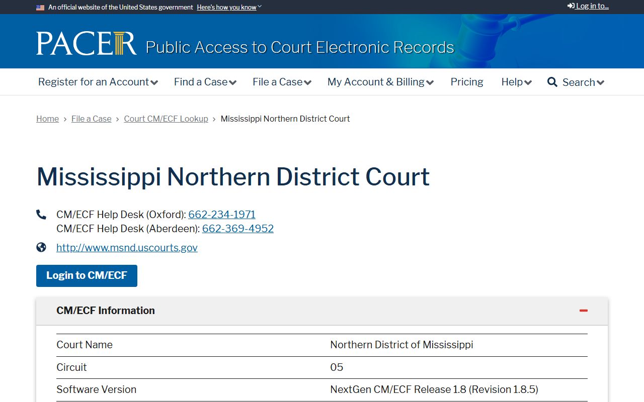 Prentiss County probate records, PACER court lookup for the Northern District of Mississippi