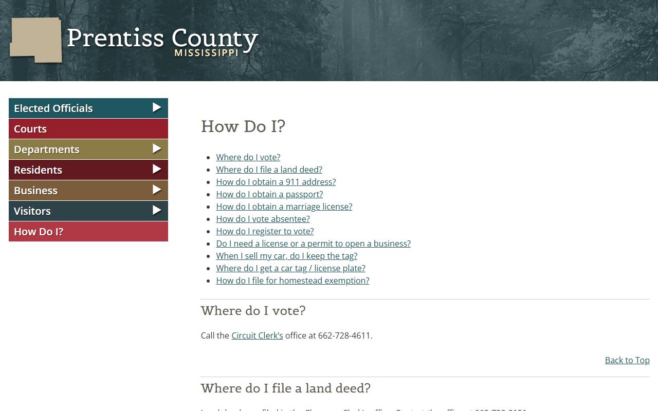 Prentiss County traffic court records public-service FAQ page